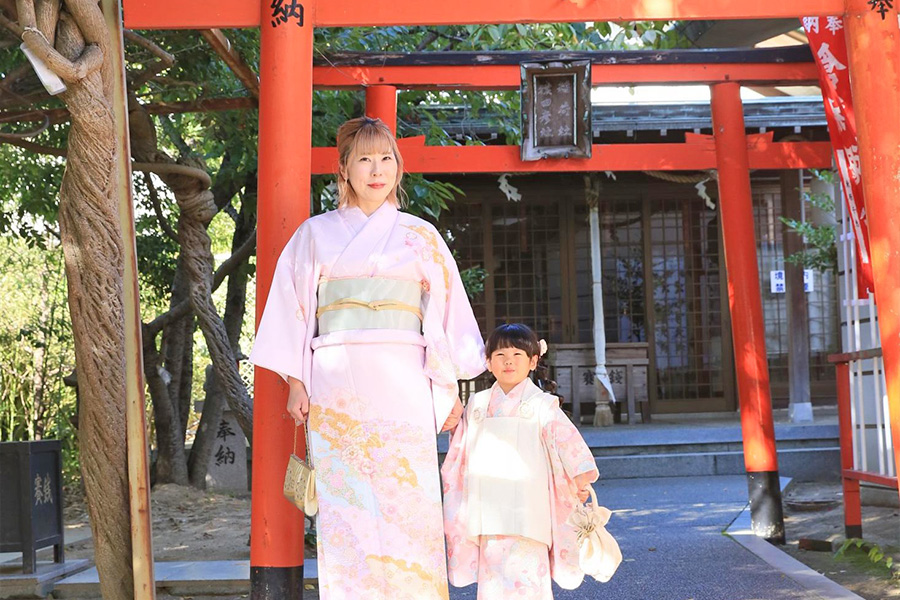神戸市垂水区の海神社での七五三出張ロケ撮影