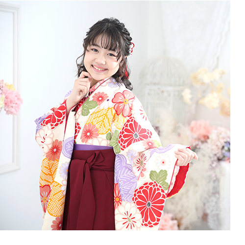 小学生卒業袴 記念撮影