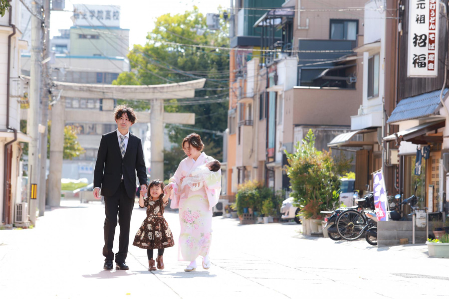 姫路の播磨国総社でのお宮参り神社ロケ撮影