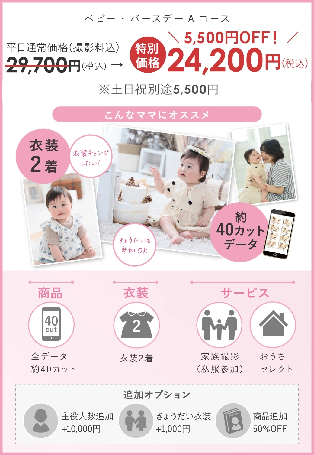 ベビー&お誕生日:Aコース5500円OFF